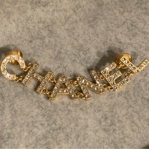 Authentic chanel crystal and gold brooch from 20P collection.  New w/ box